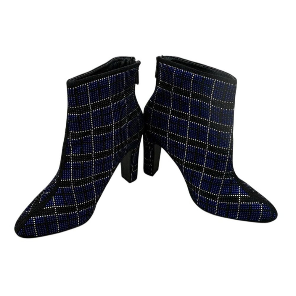 *NWOB Cape Robbin Mona Ankle Boots Womens 10 Blue Black Rhinestone Geo Heeled - Picture 6 of 13